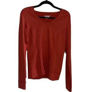 Arc’teryx Red Orange Spandex Hooded Long Sleeve Activewear Shirt Top Size Large